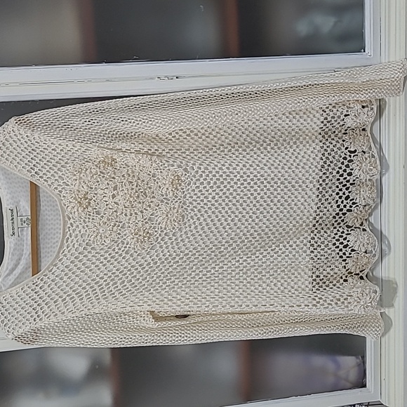 Seventh Avenue Tops - Seventh Avenue crochet pearl beaded top Romantic Y2K